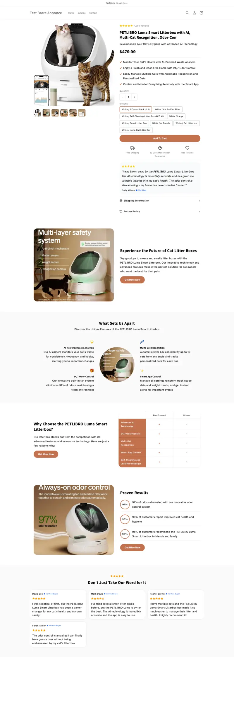 Shopify product page generated by Ecopy for a pet supplies product