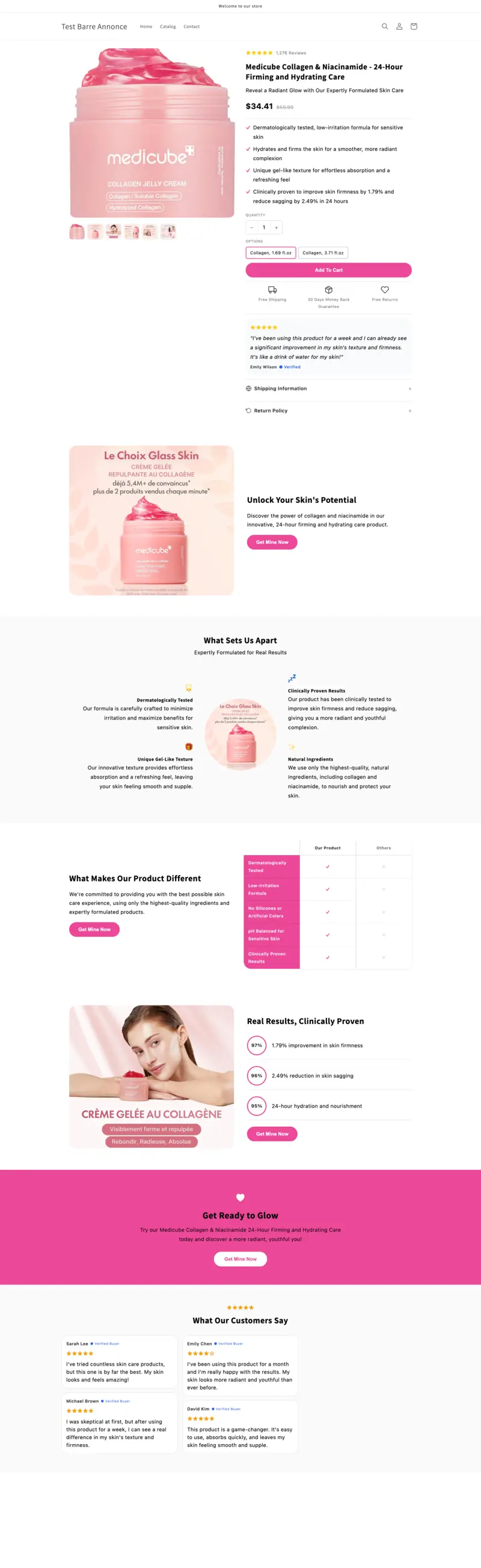 Shopify product page generated by Ecopy for a cosmetics product
