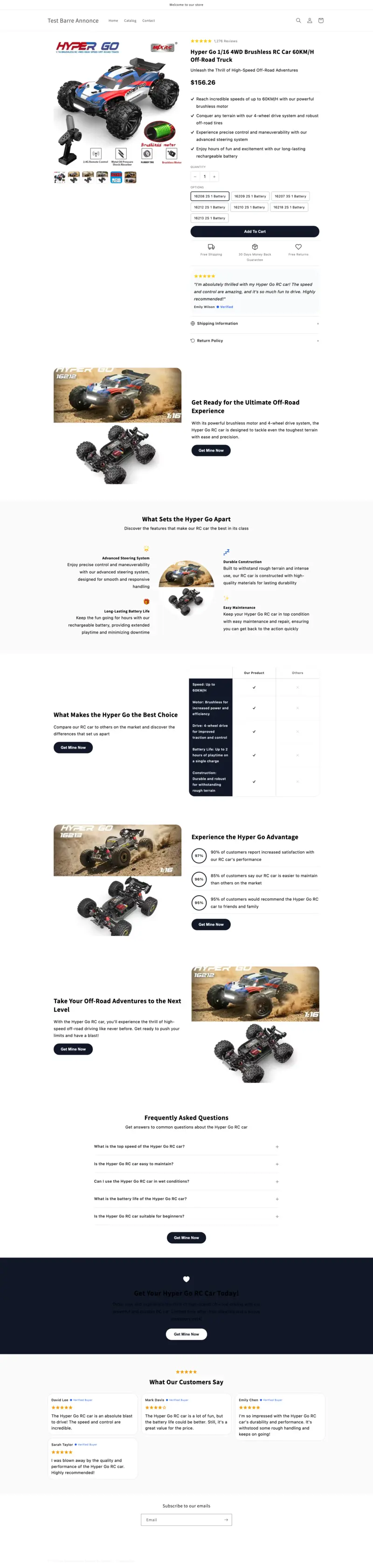 Shopify product page generated by Ecopy for a rc & hobby product